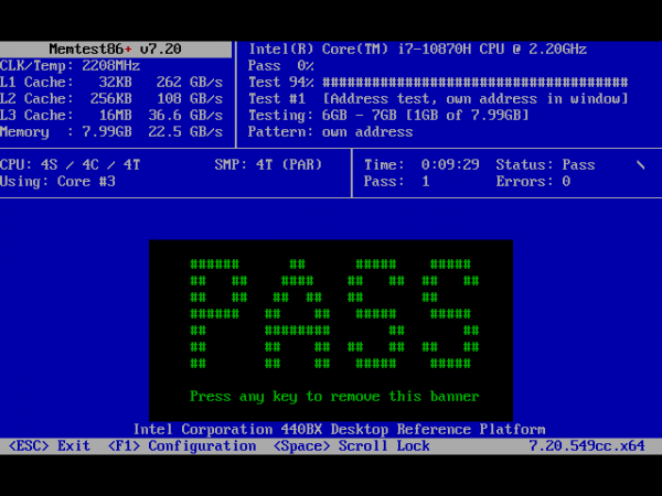 Проверка оперативной памяти в memtest86+ Проверка оперативной памяти в memtest86+