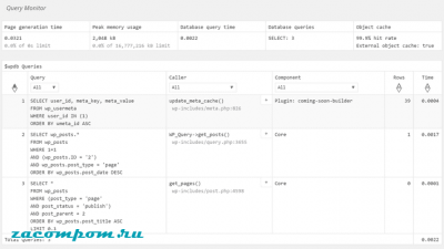 Query Monitor — отладка WordPress и повышение производительности сайта Query Monitor — отладка WordPress и повышение производительности сайта