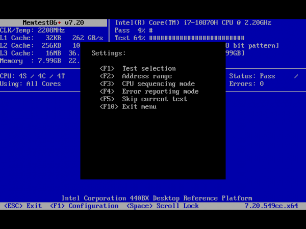 Проверка оперативной памяти в memtest86+ Проверка оперативной памяти в memtest86+