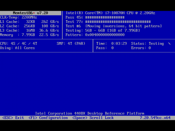 Проверка оперативной памяти в memtest86+ Проверка оперативной памяти в memtest86+