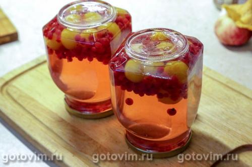 Компот из желтой алычи и красной смородины на зиму