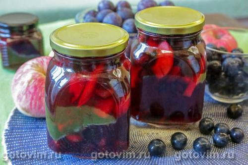 Компот из тёрна с яблоками на зиму (без стерилизации)