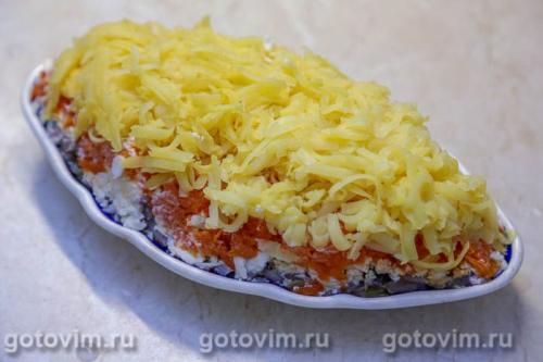 Селедка под шубой с икрой минтая