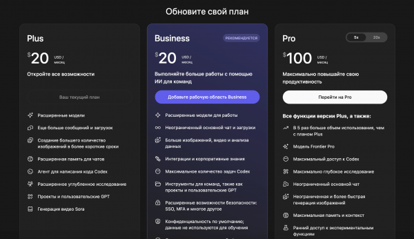 OpenAI запустила ChatGPT Pro за $100 в месяц
OpenAI запустила ChatGPT Pro за $100 в месяц