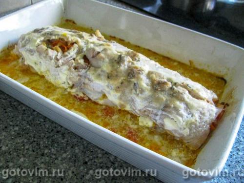 Рулет из трески с овощами