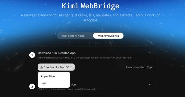 Kimi.ai выпустила Web Bridge — браузерное расширение для ИИ-агентов
Kimi.ai выпустила Web Bridge — браузерное расширение для ИИ-агентов