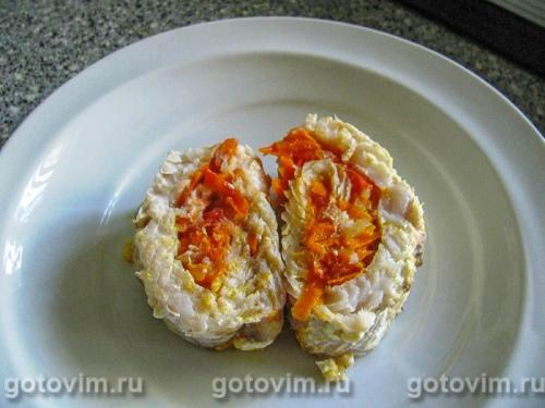 Рулет из трески с овощами