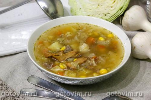 Летний суп из свежей кукурузы с лисичками