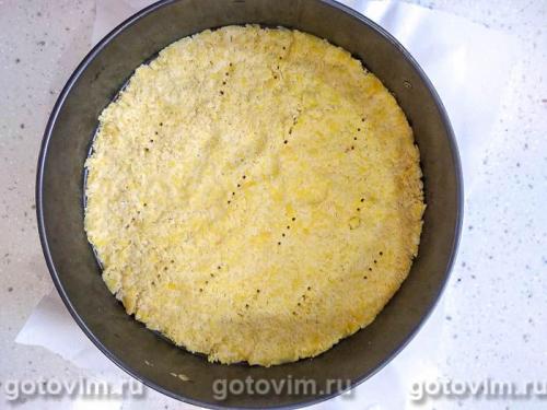 Творожный пирог с персиками и воздушной меренгой