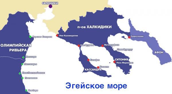 Афитос Халкидики, Греция. Где на карте, фото