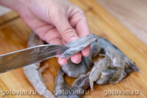 Клецки из манки с креветками