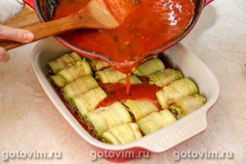 Рулетики из кабачков с мясом