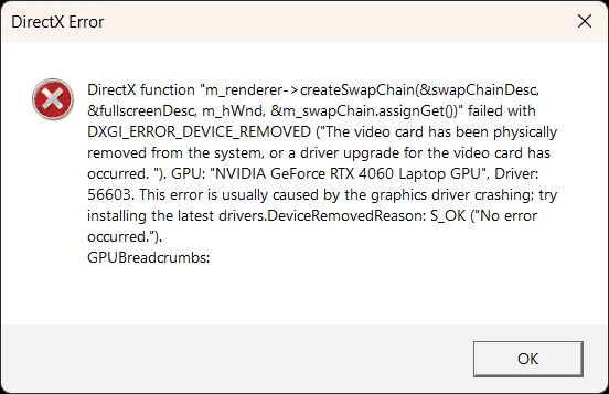 Ошибка DXGI_ERROR_DEVICE_REMOVED — варианты решения Ошибка DXGI_ERROR_DEVICE_REMOVED — варианты решения