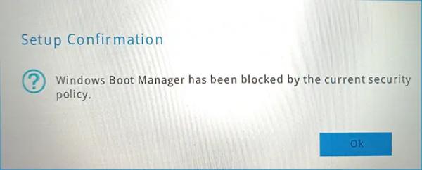 Windows Boot Manager has been blocked by the current security policy &mdash; решение