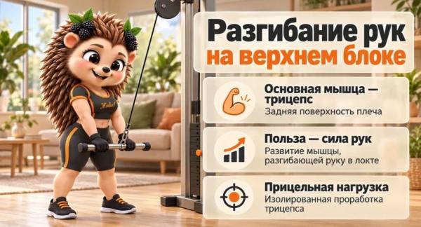 Разгибание рук на верхнем блоке: как правильно тренировать трицепс (видео)