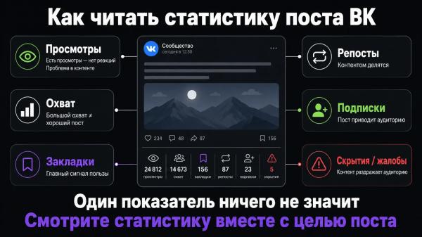 
											
							Статистика поста во ВКонтакте: где посмотреть, как анализировать и что значит						
									